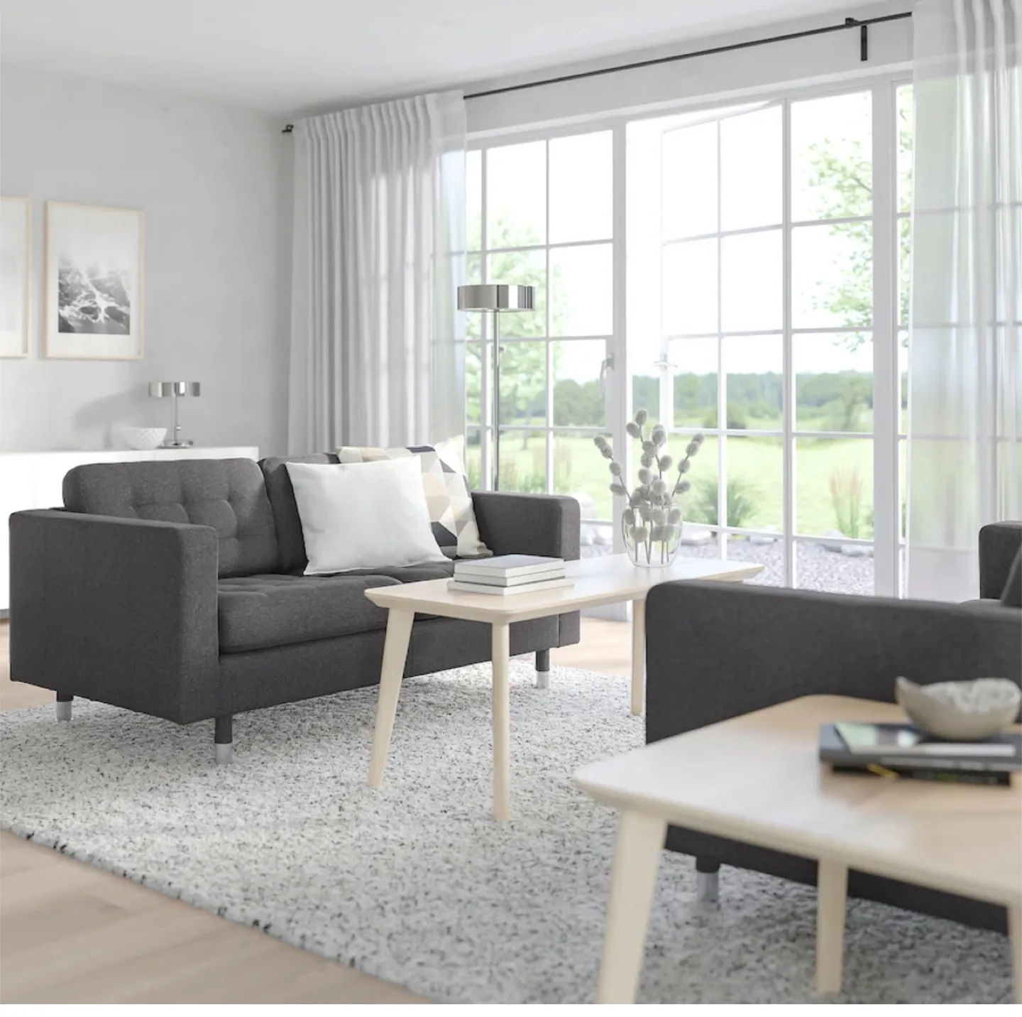 MORABO Loveseat, Gunnared dark grey/metal sofa thumbnail