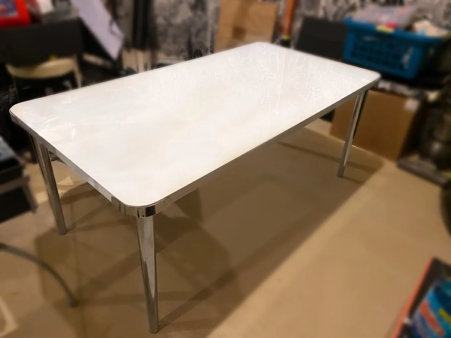 White Table with Chrome Legs thumbnail