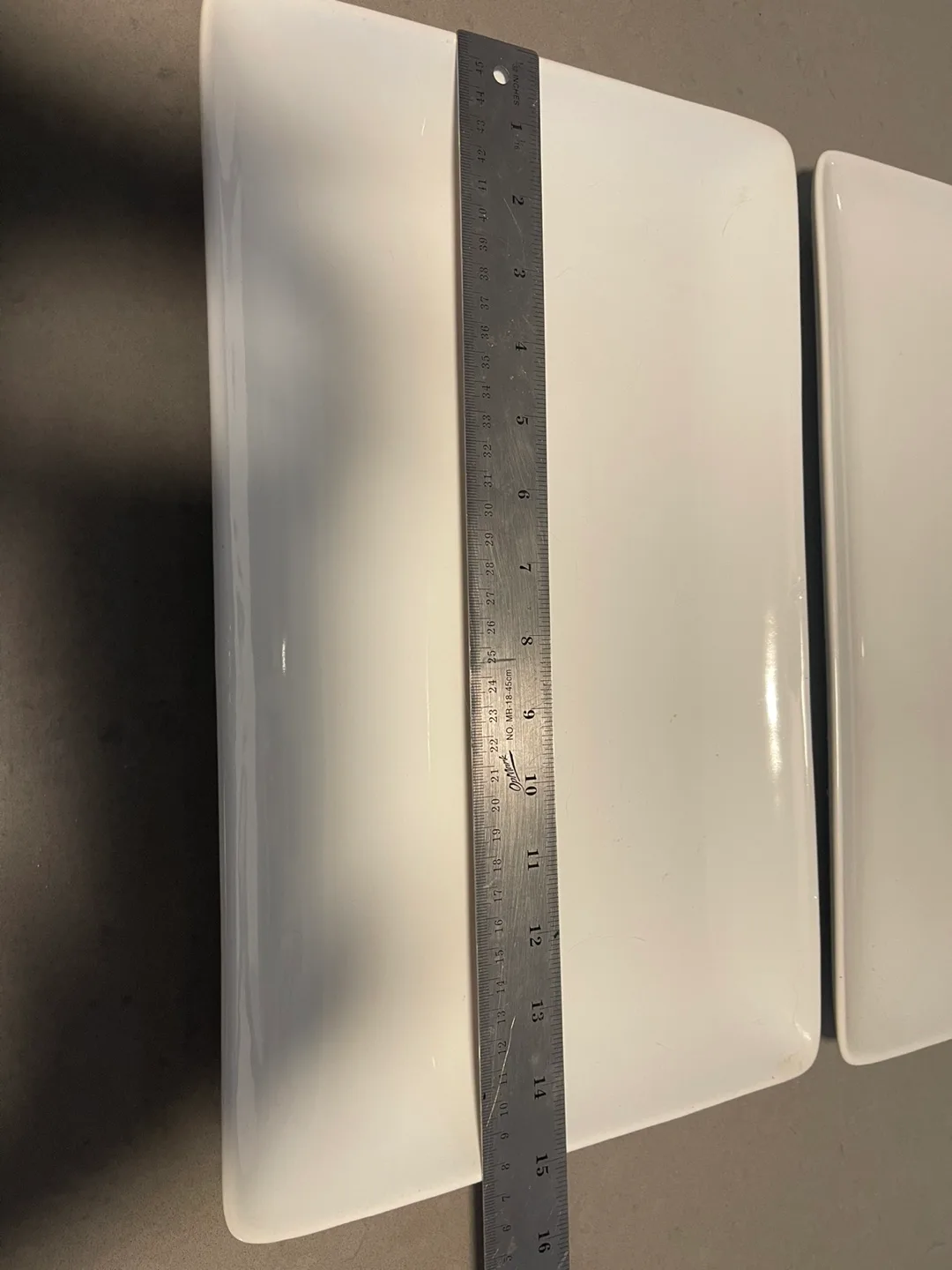 Pair of Rectangular White Porcelain Platters like new 15x9” image indicator(3)