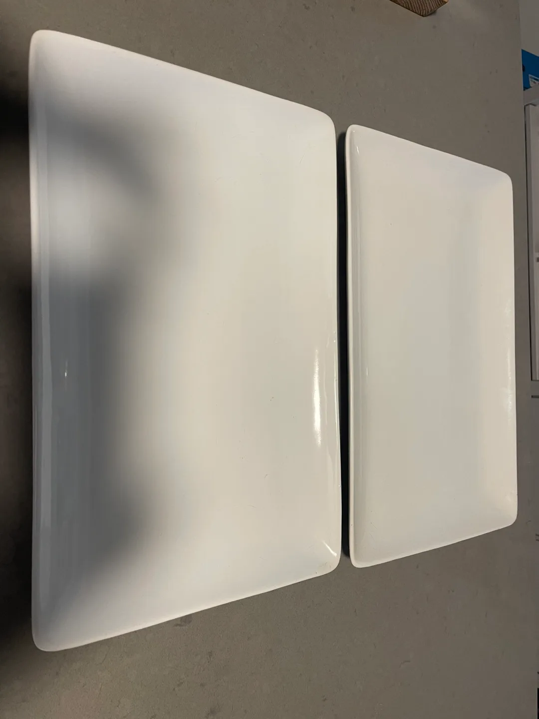 Pair of Rectangular White Porcelain Platters like new 15x9” image indicator(2)