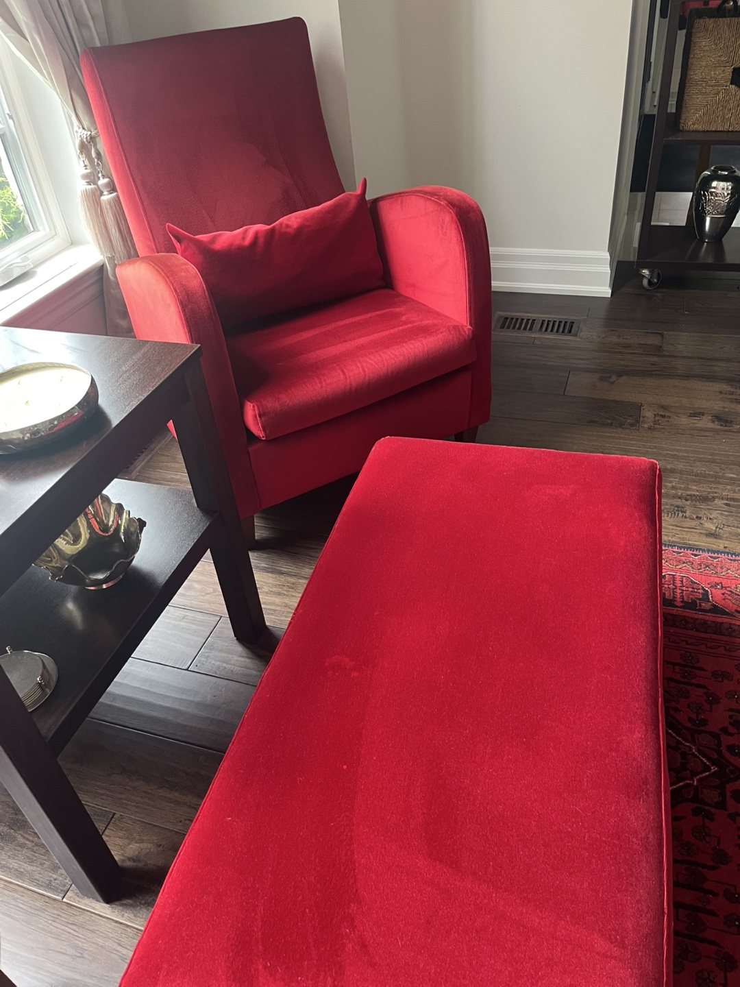 Red Armchair Set with Ottoman - photo 3