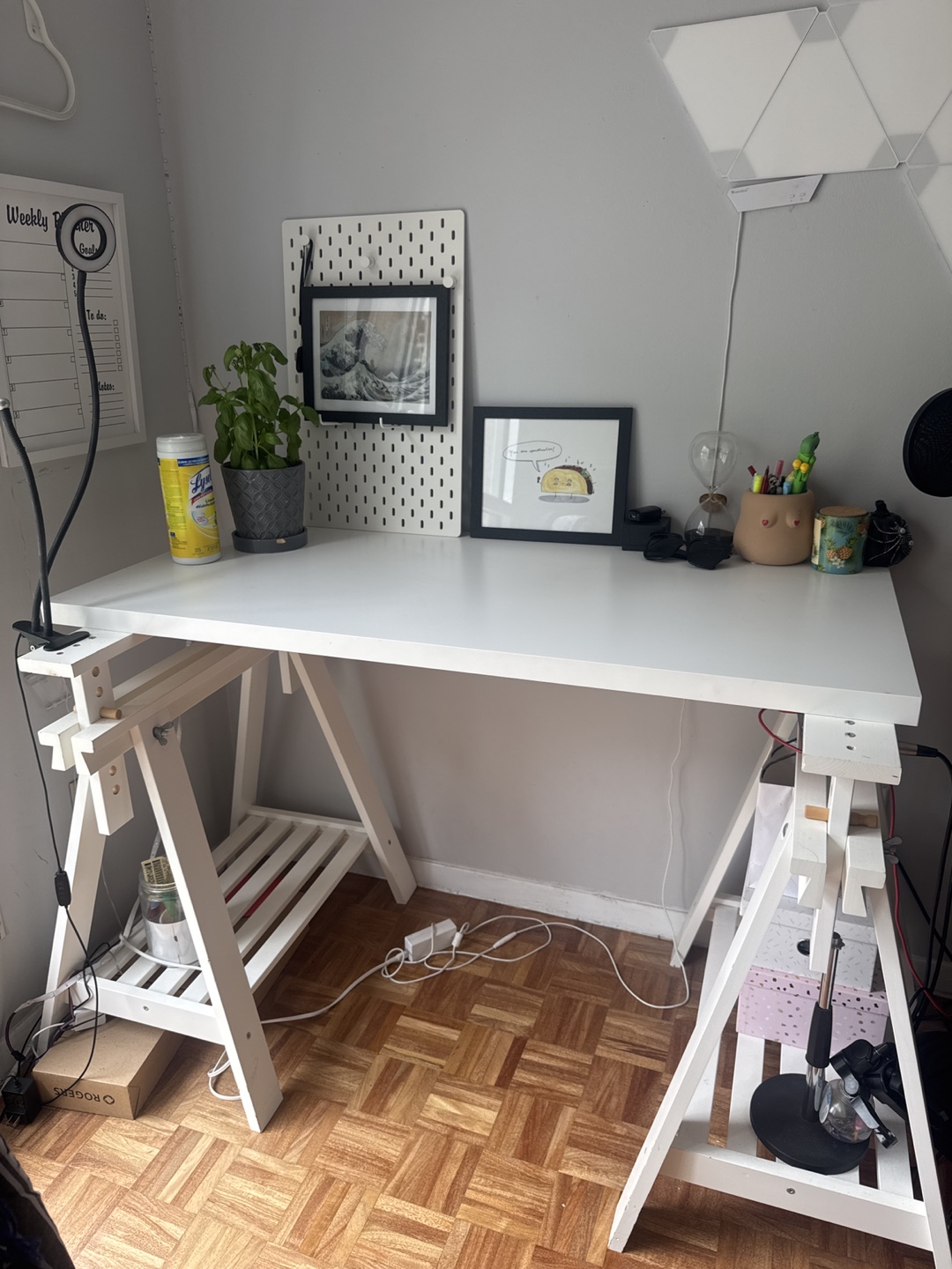 Adjustable White Desk and chair