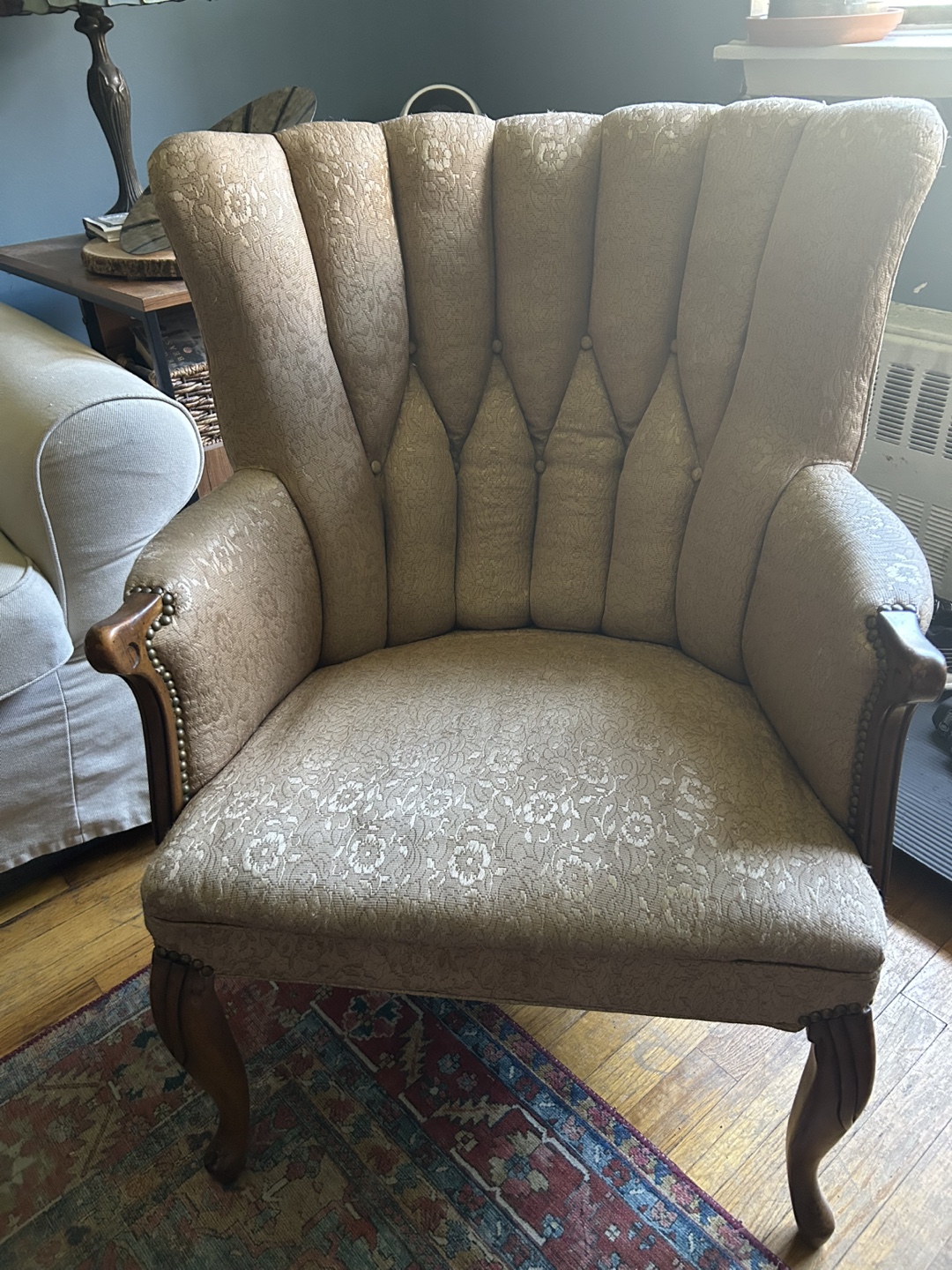 Antique Floral Upholstered Armchair