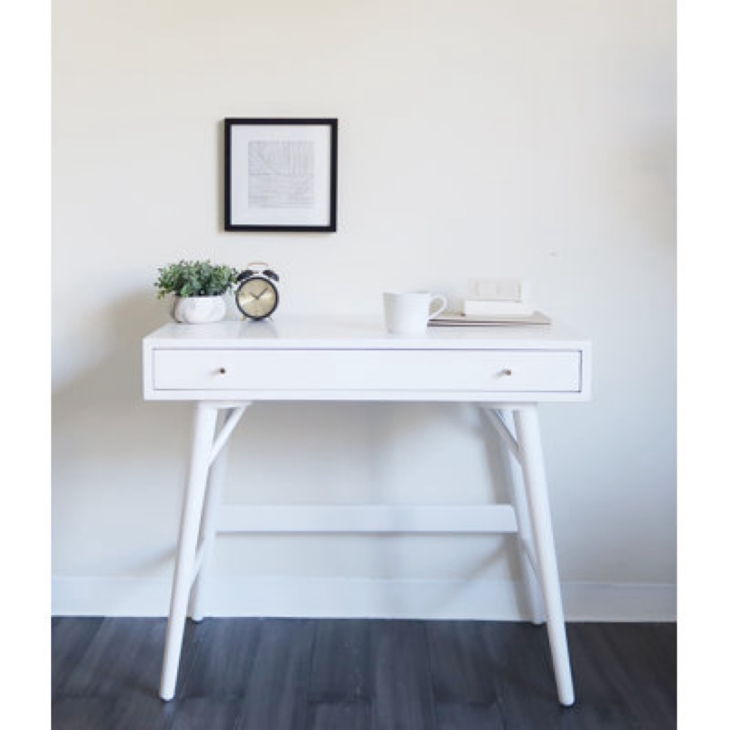 White Desk with Drawer - photo 2