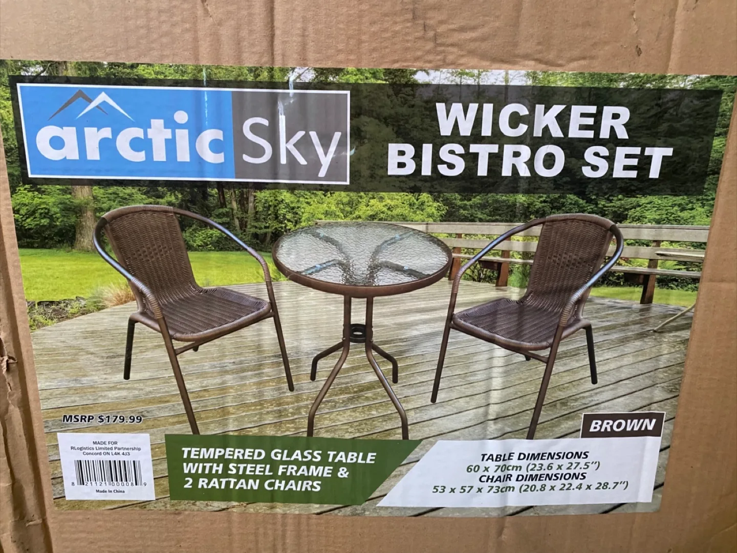 Arctic Sky Wicker Bistro Set thumbnail