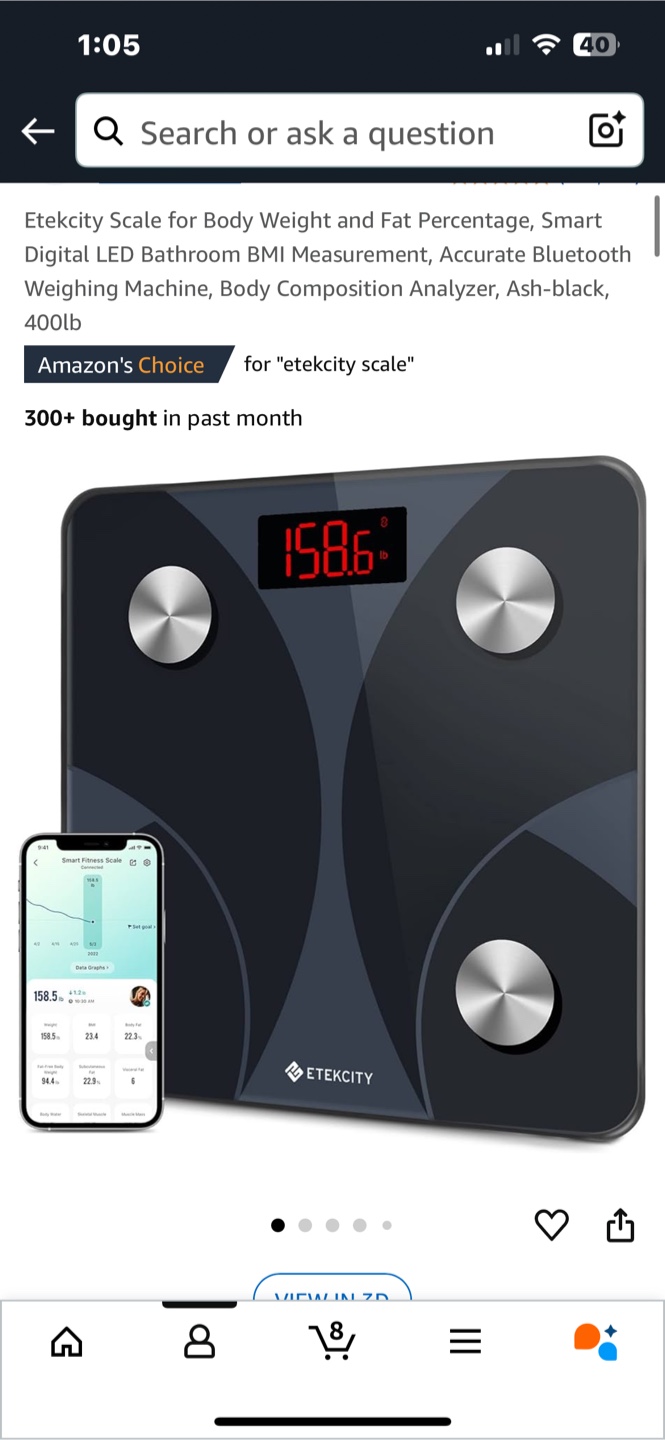 Etekcity Smart Fitness Scale - Body Weight and Fat Percentage