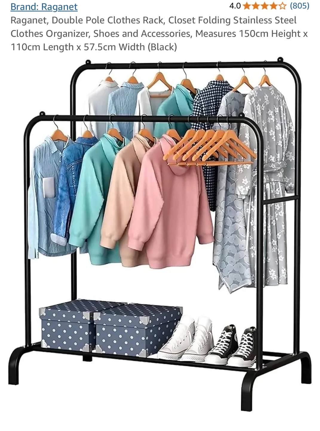 Black Double Pole Clothes Rack thumbnail