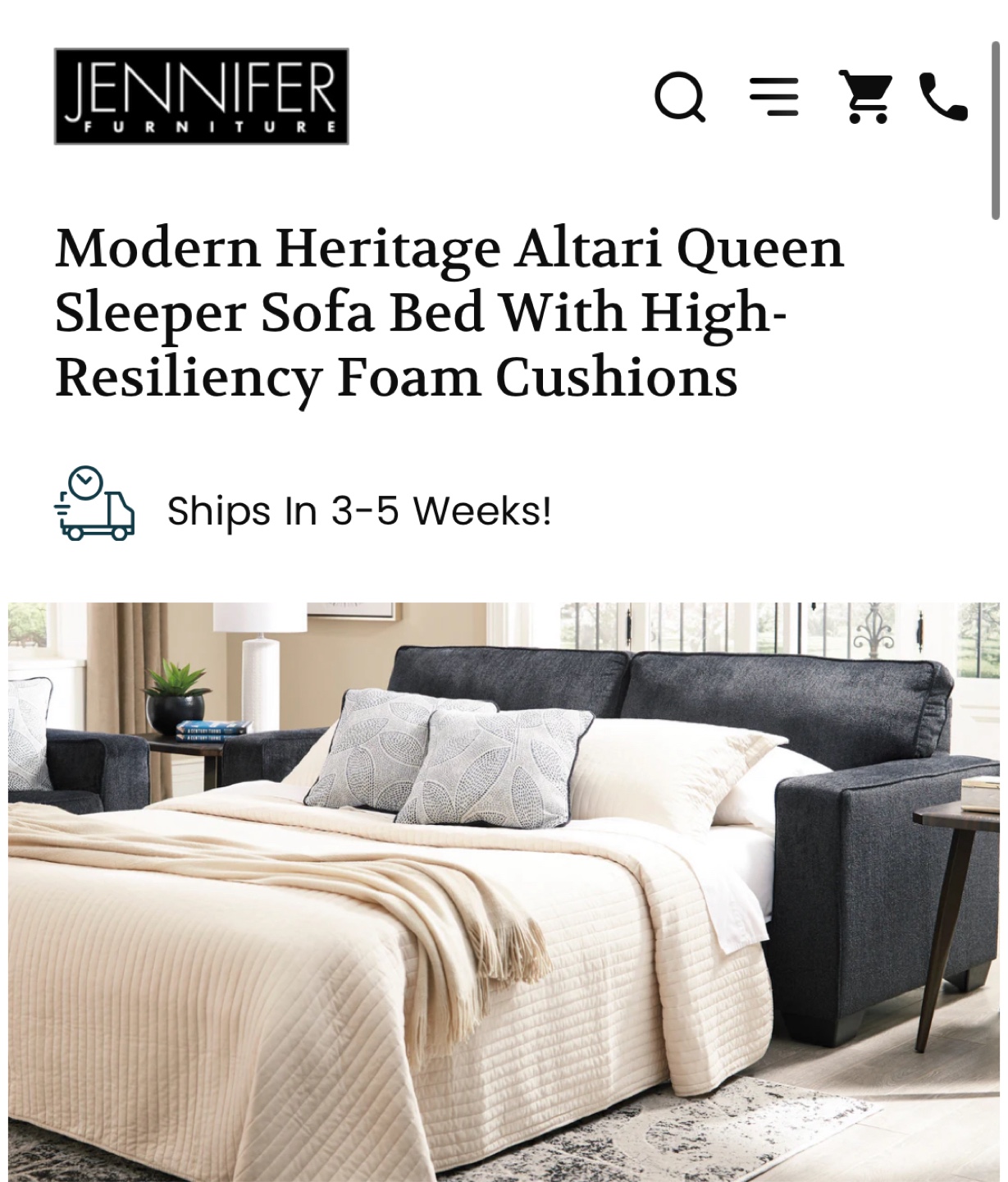 Modern Heritage Altari Queen Sleeper Sofa Bed - photo 2