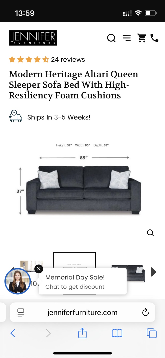 Modern Heritage Altari Queen Sleeper Sofa Bed