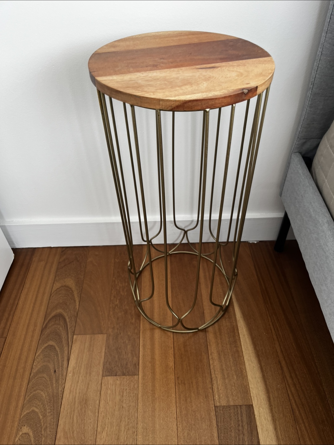 2 x Wooden and Metal Side Tables