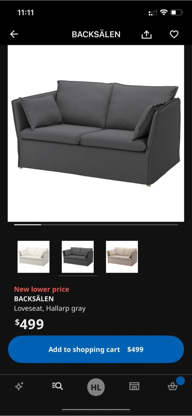 IKEA Backsälen Grey Sofa - photo 5