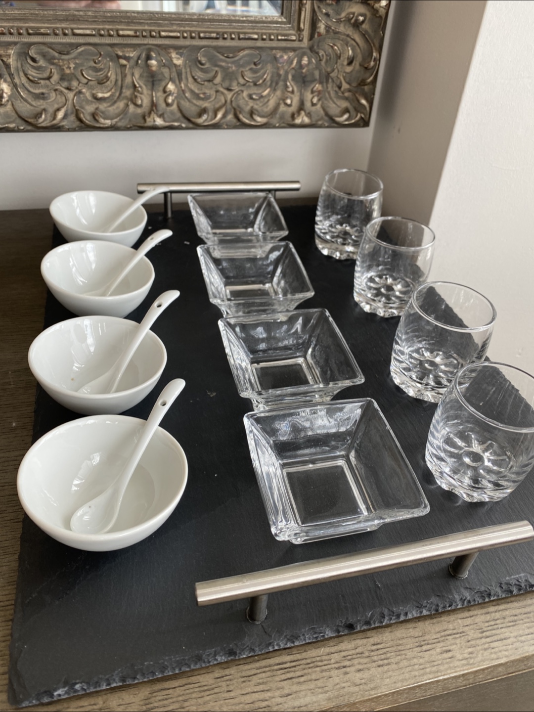 Tapas Serving Tray Set with Bowls and Glasses