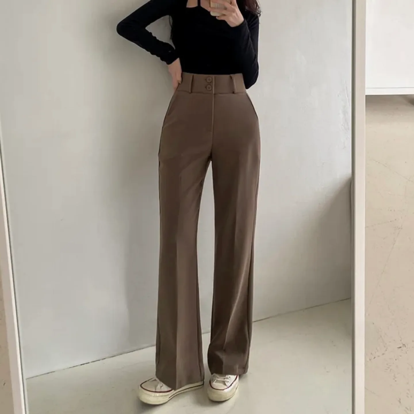 Brown wide leg pants thumbnail