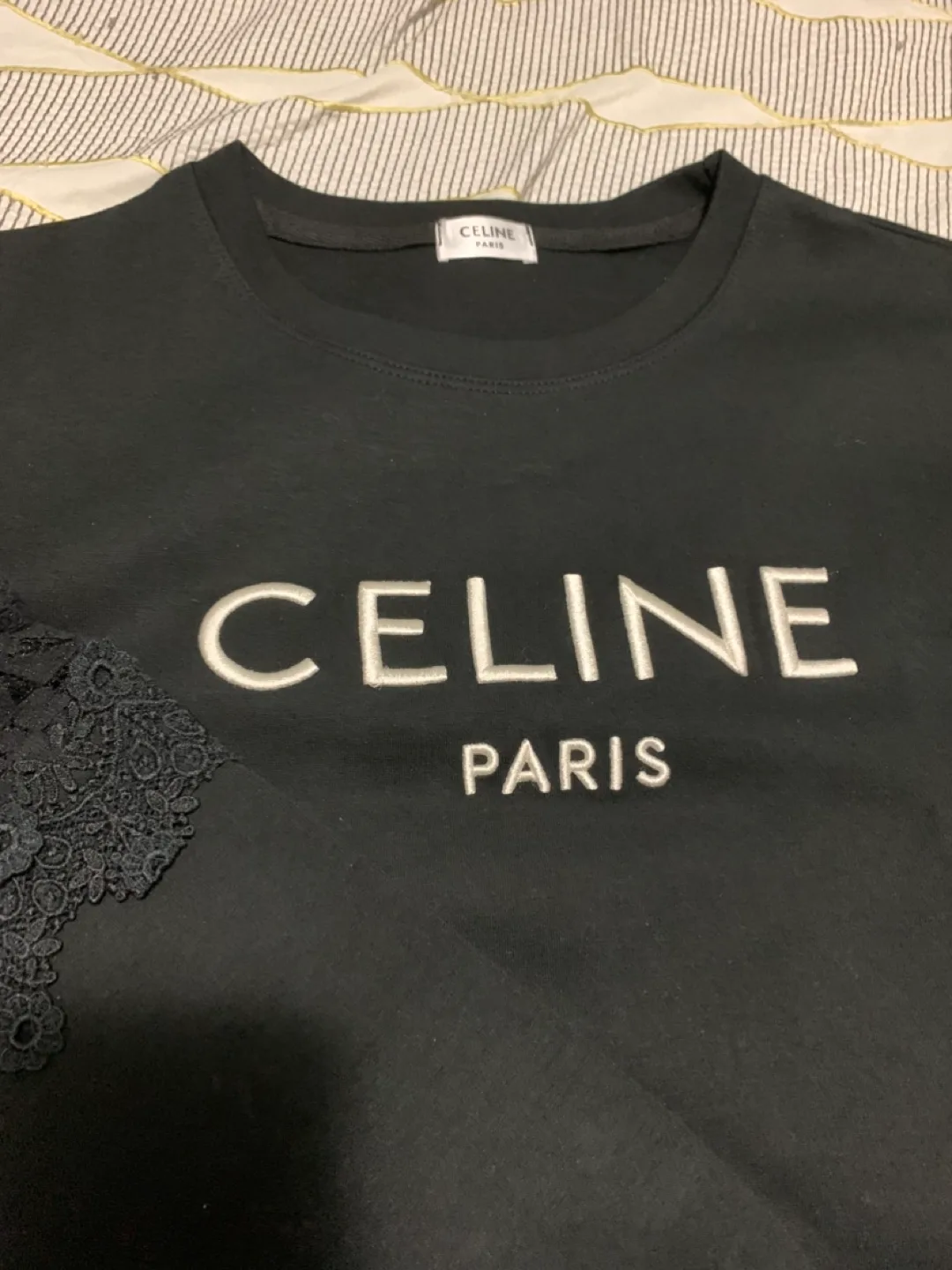 CELINE Paris Black Sweatshirt with embroidery sleeves image indicator(3)