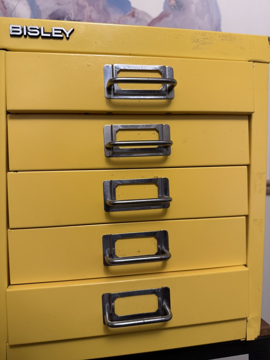 Bisley Yellow 5-Drawer File Cabinet