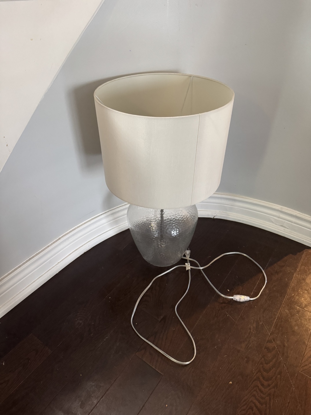 Glass Base Table Lamp with Lampshade