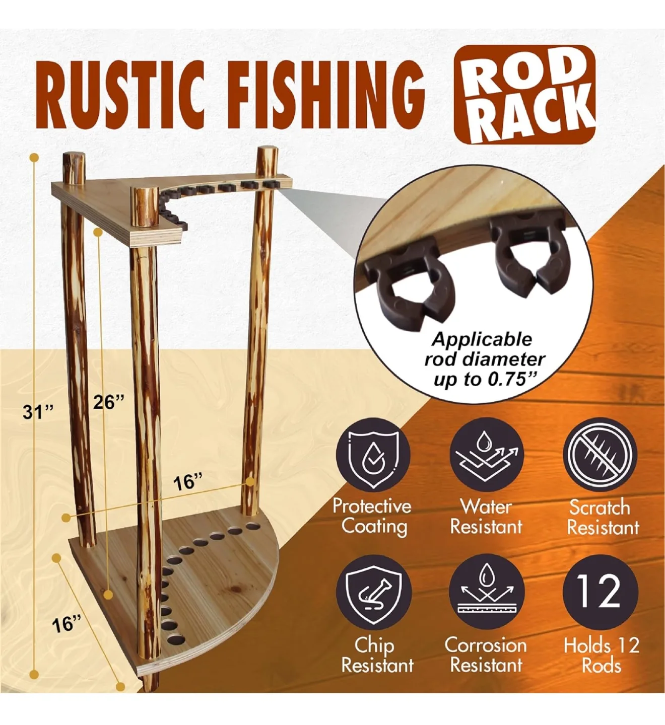 Wooden Fishing Rod Rack image indicator(10)