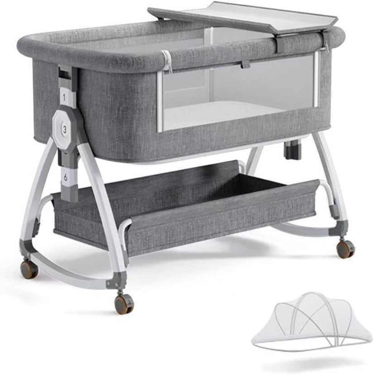 Grey Bassinet with Canopy