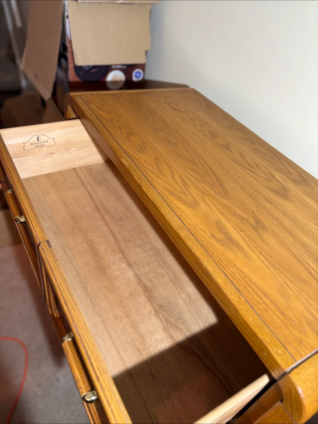 Kroehler  tall oak Dresser image indicator(7)