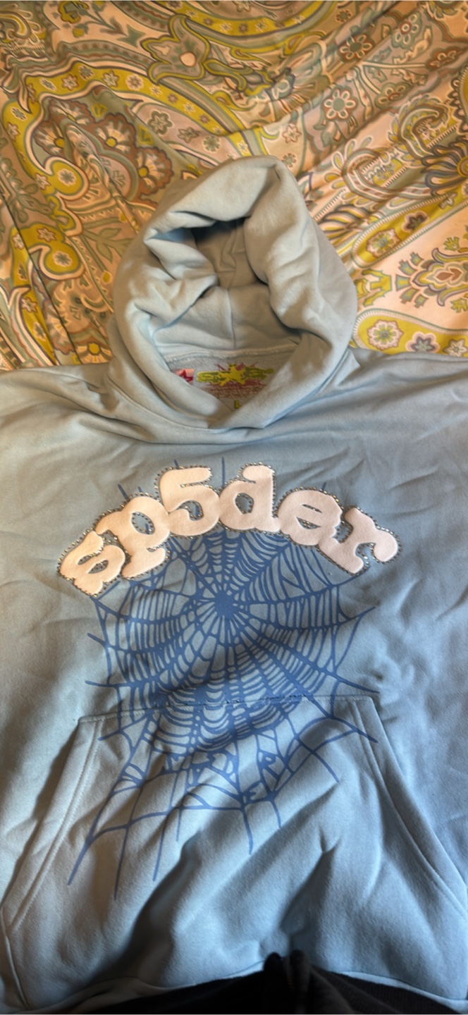 Blue Hoodie with Spiderweb Design - photo 2