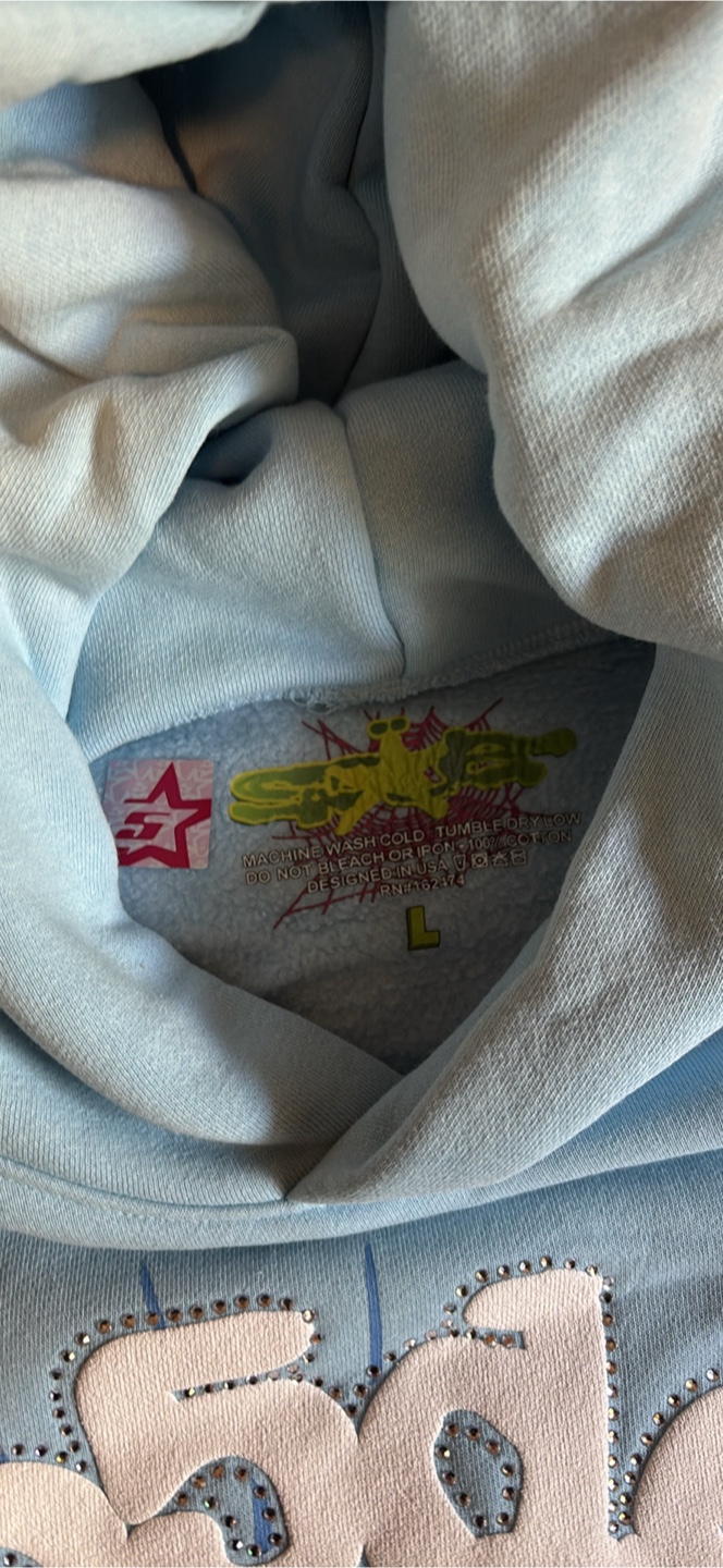Blue Hoodie with Spiderweb Design - photo 3