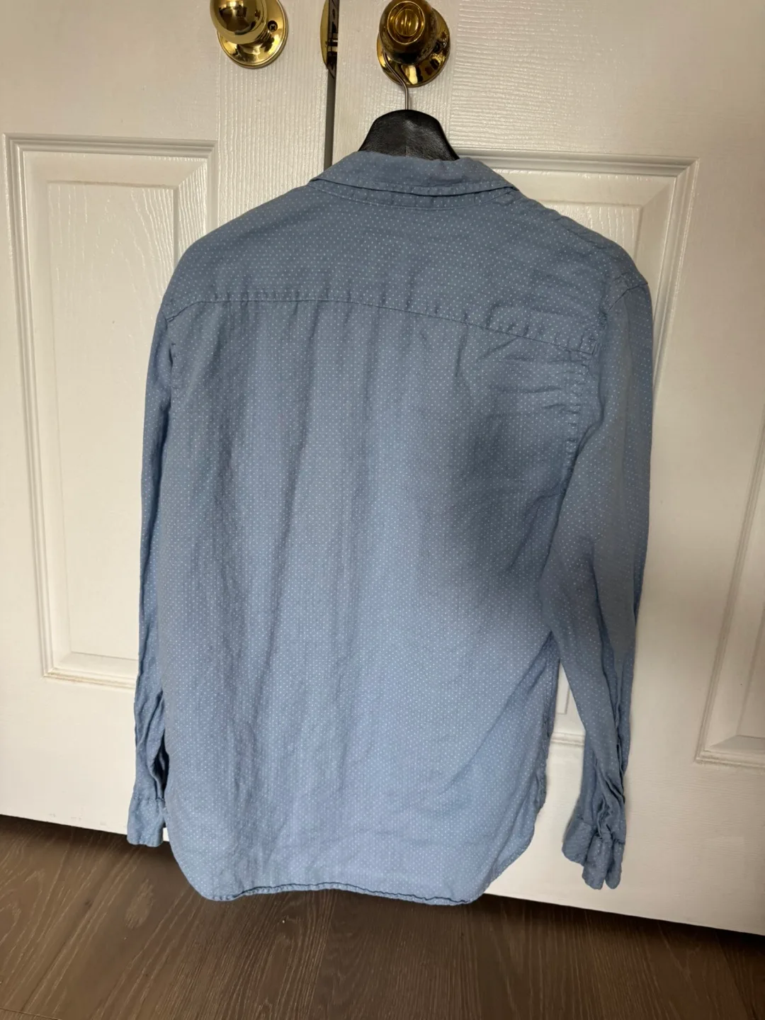 Blue Polka Dot Button-Up Linen Shirt M image indicator(2)