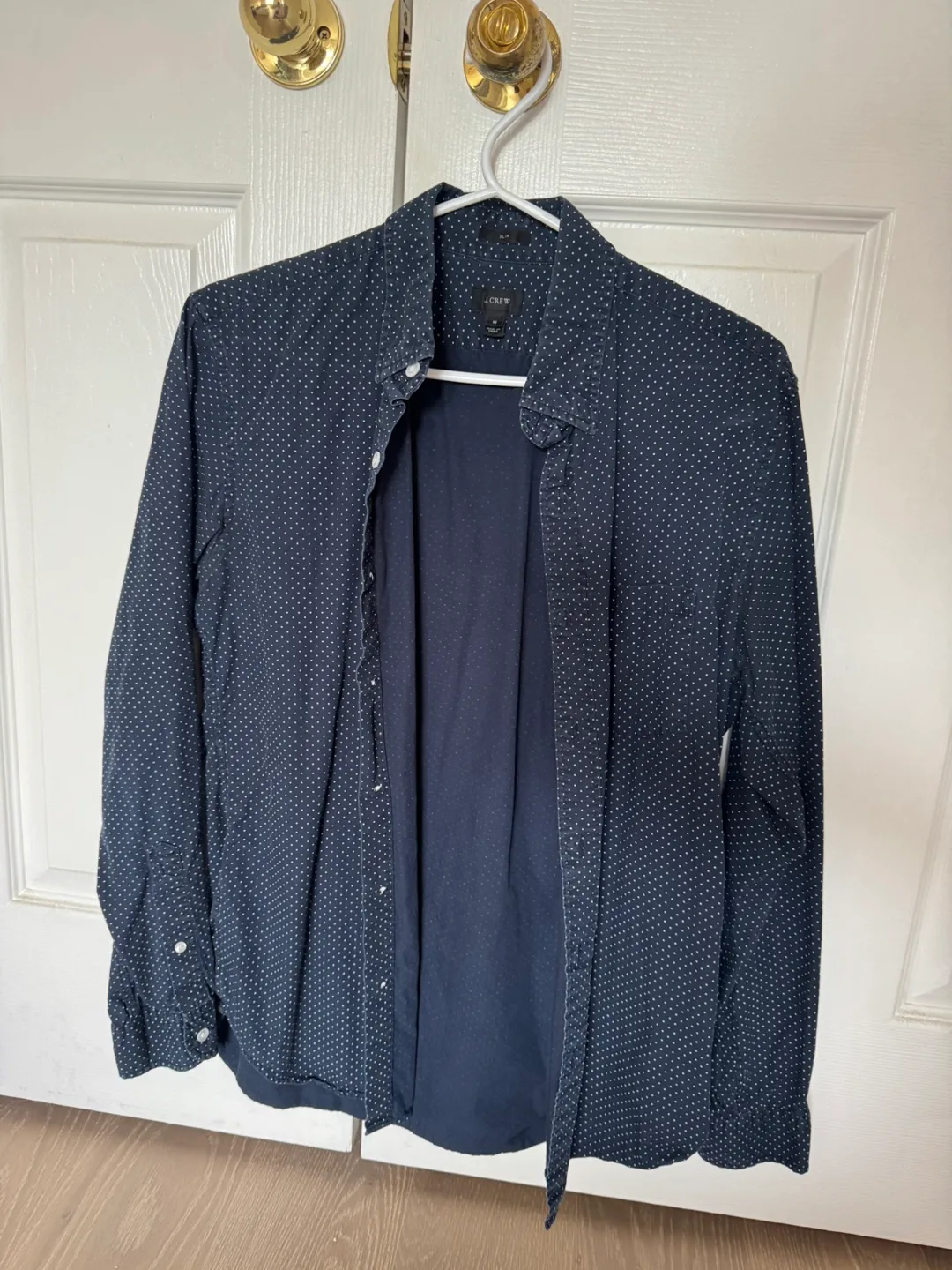 J.Crew Navy Polka Dot Button-Up Shirt M thumbnail