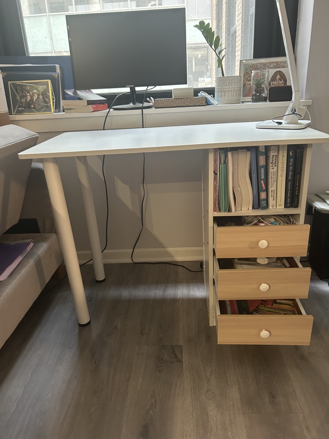 White Desk with Drawers