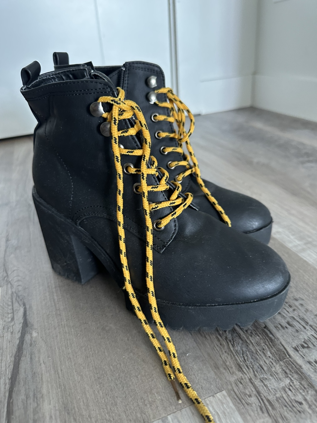 Black Platform Boots with Hiking Laces & Tan Suede Boots - photo 2