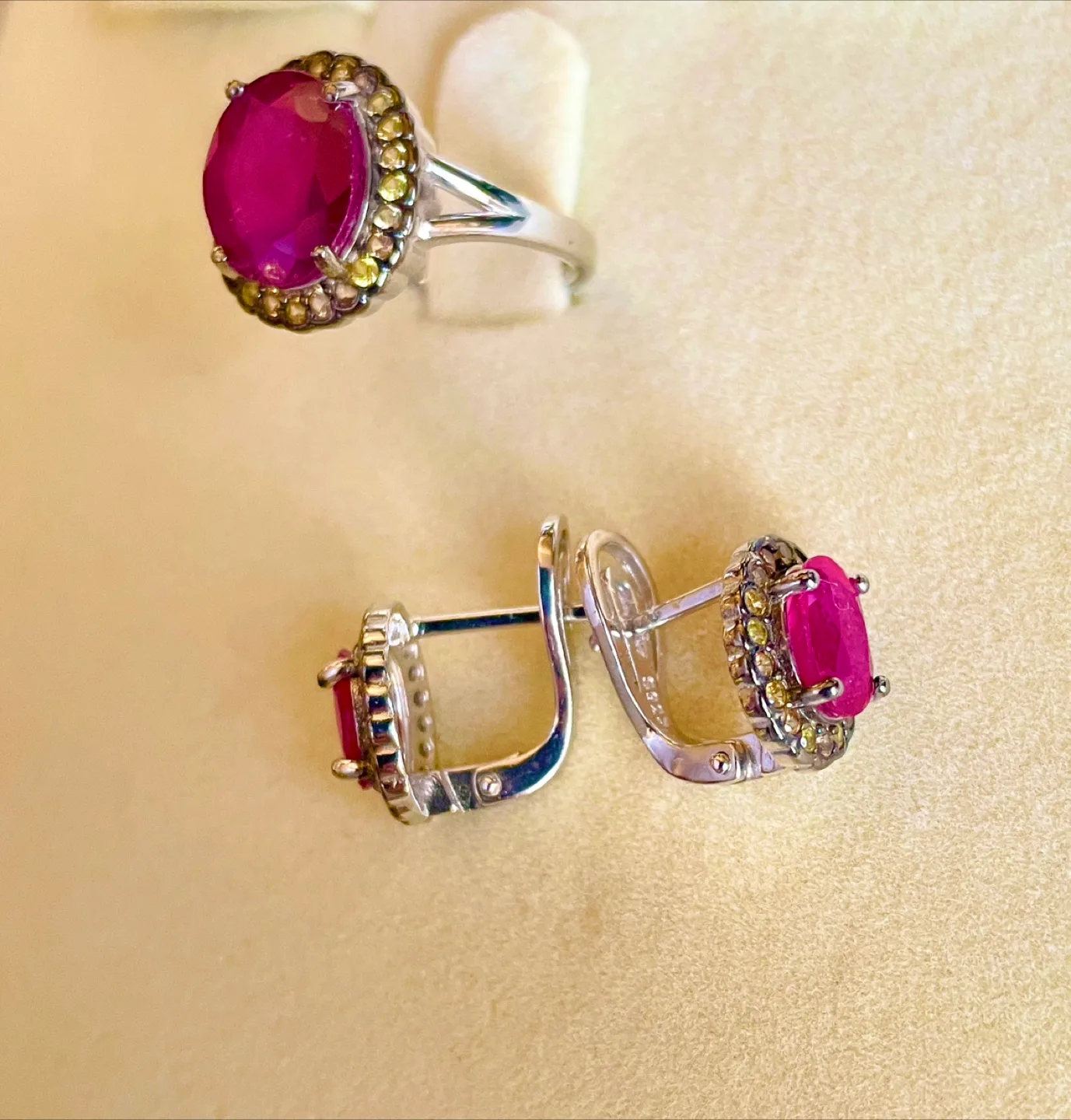 Ruby and Yellow Sapphire Ring and Earrings Jewelry image indicator(4)