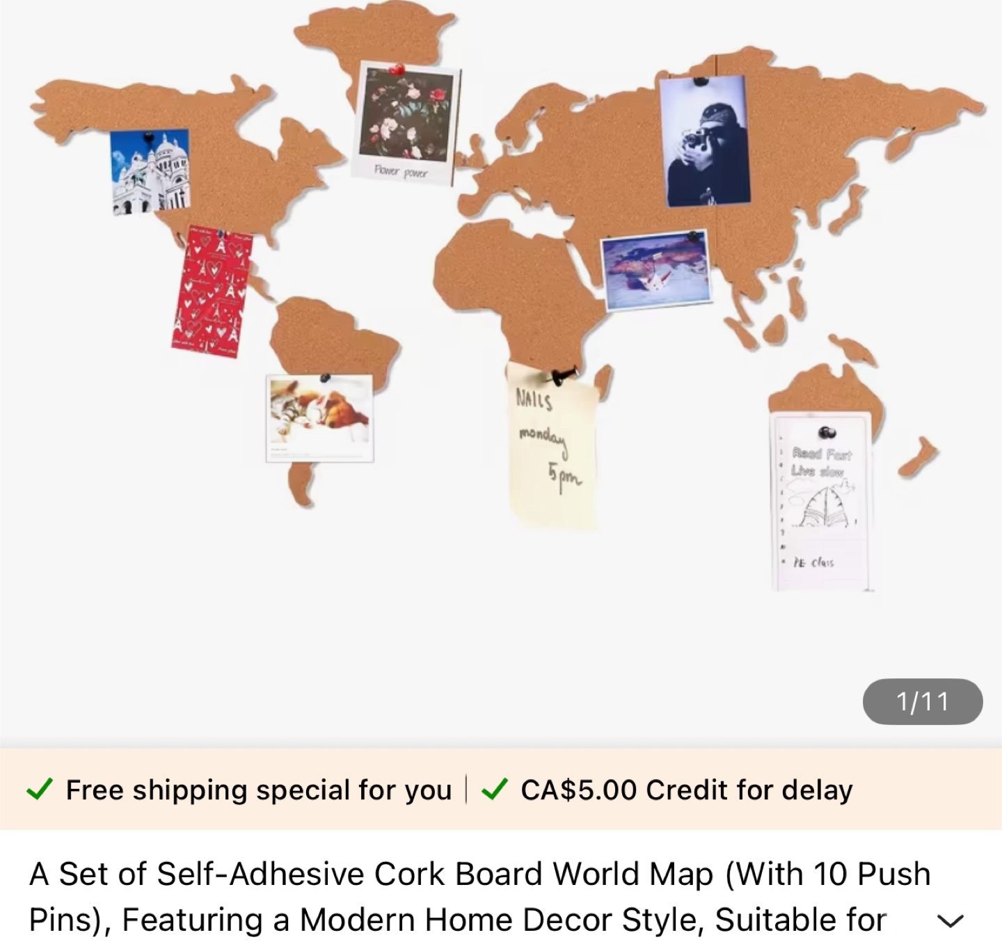 World Map Cork Board