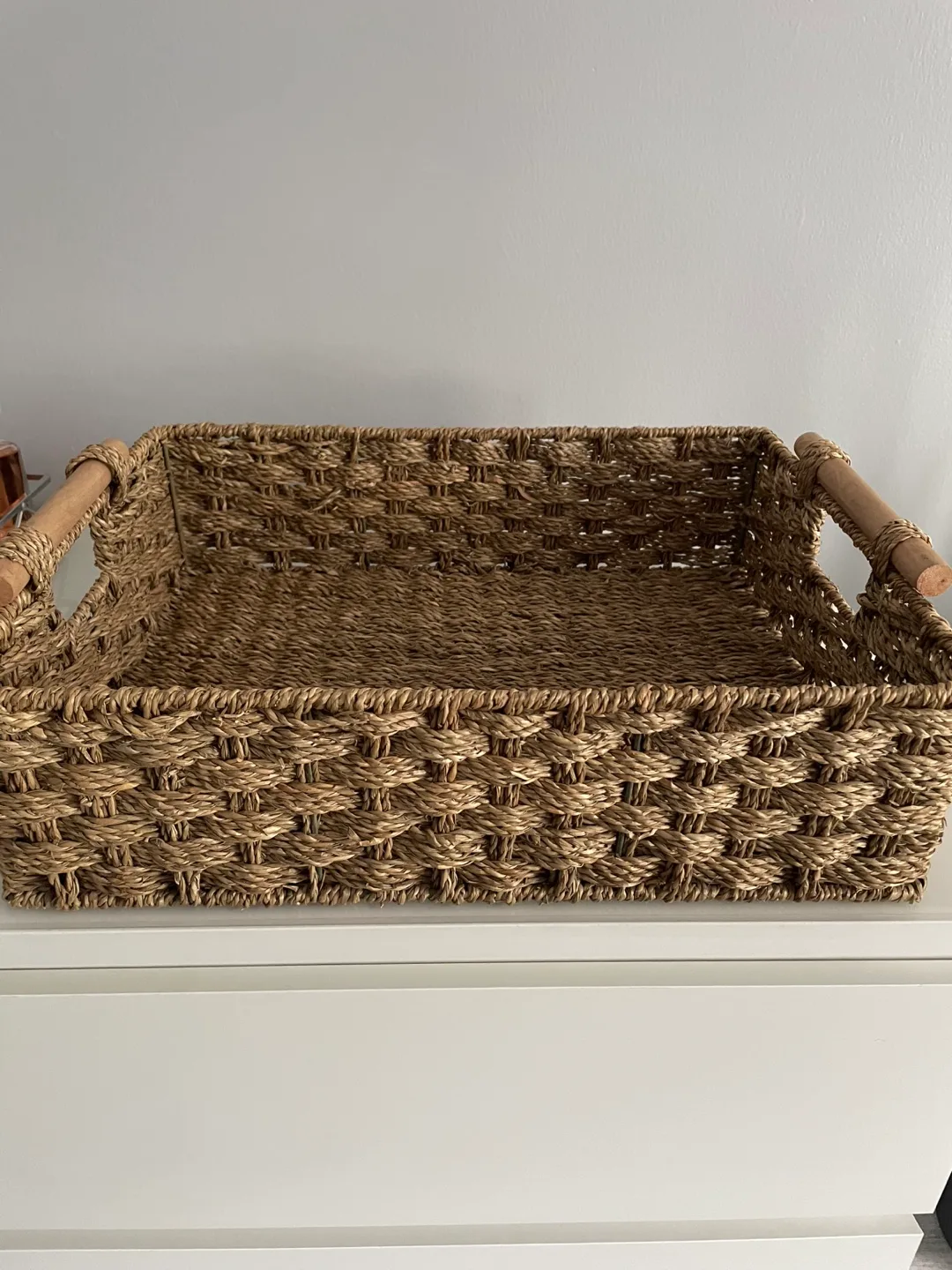 Woven basket with handles thumbnail