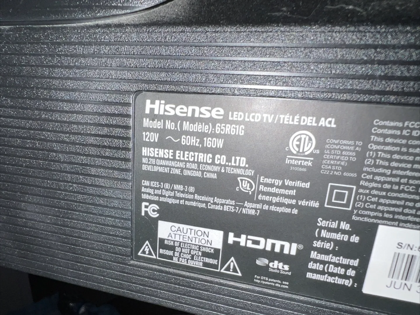 FREE- Hisense Roku 65 inch TV- Broken thumbnail