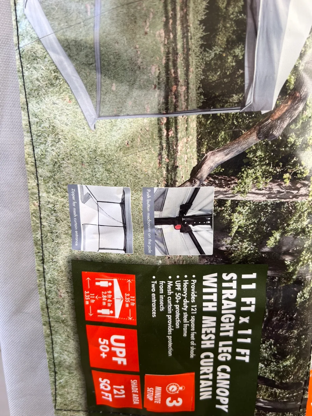 11' x 11' Straight Leg Canopy with Mesh Curtain thumbnail