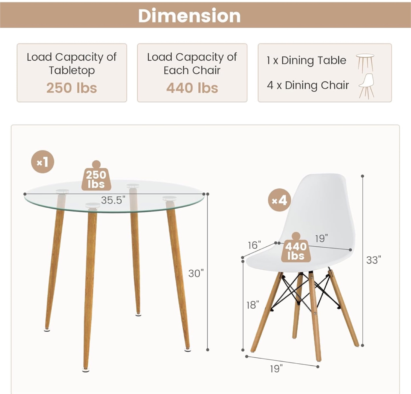 Glass Top Dining Table W four Chairs - photo 2