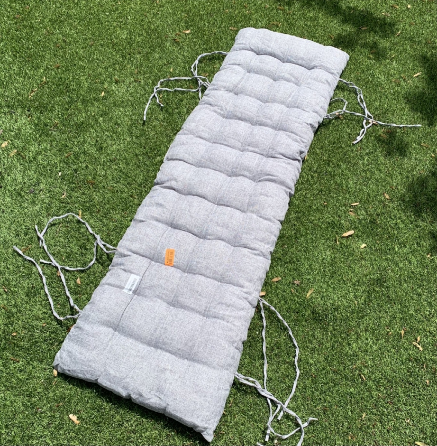 New Sun Lounger Grey Padded Cushion with Ties
