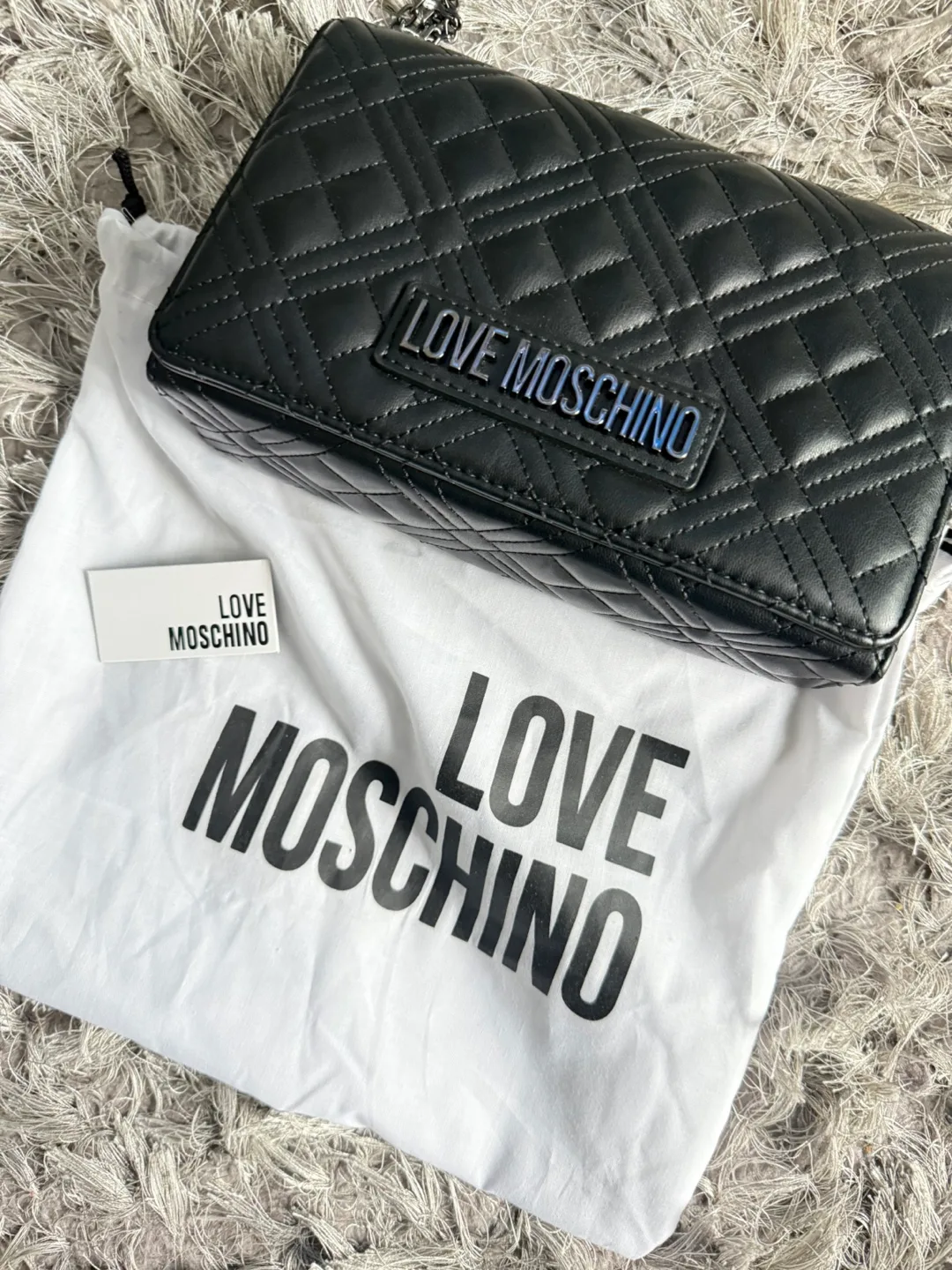 Moschino Black Quilted Crossbody Bag thumbnail