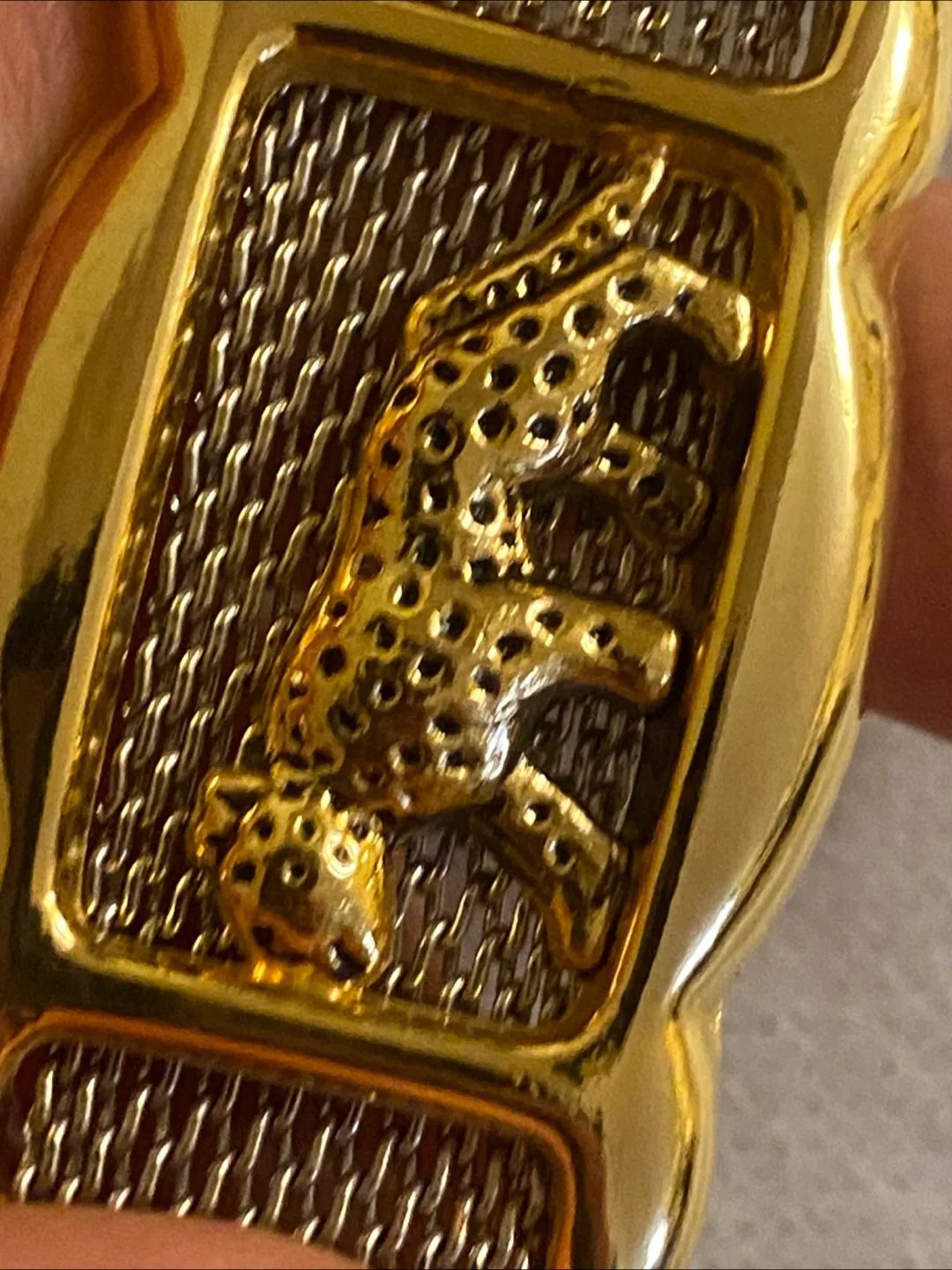 Gold mesh leopard print belt image indicator(5)