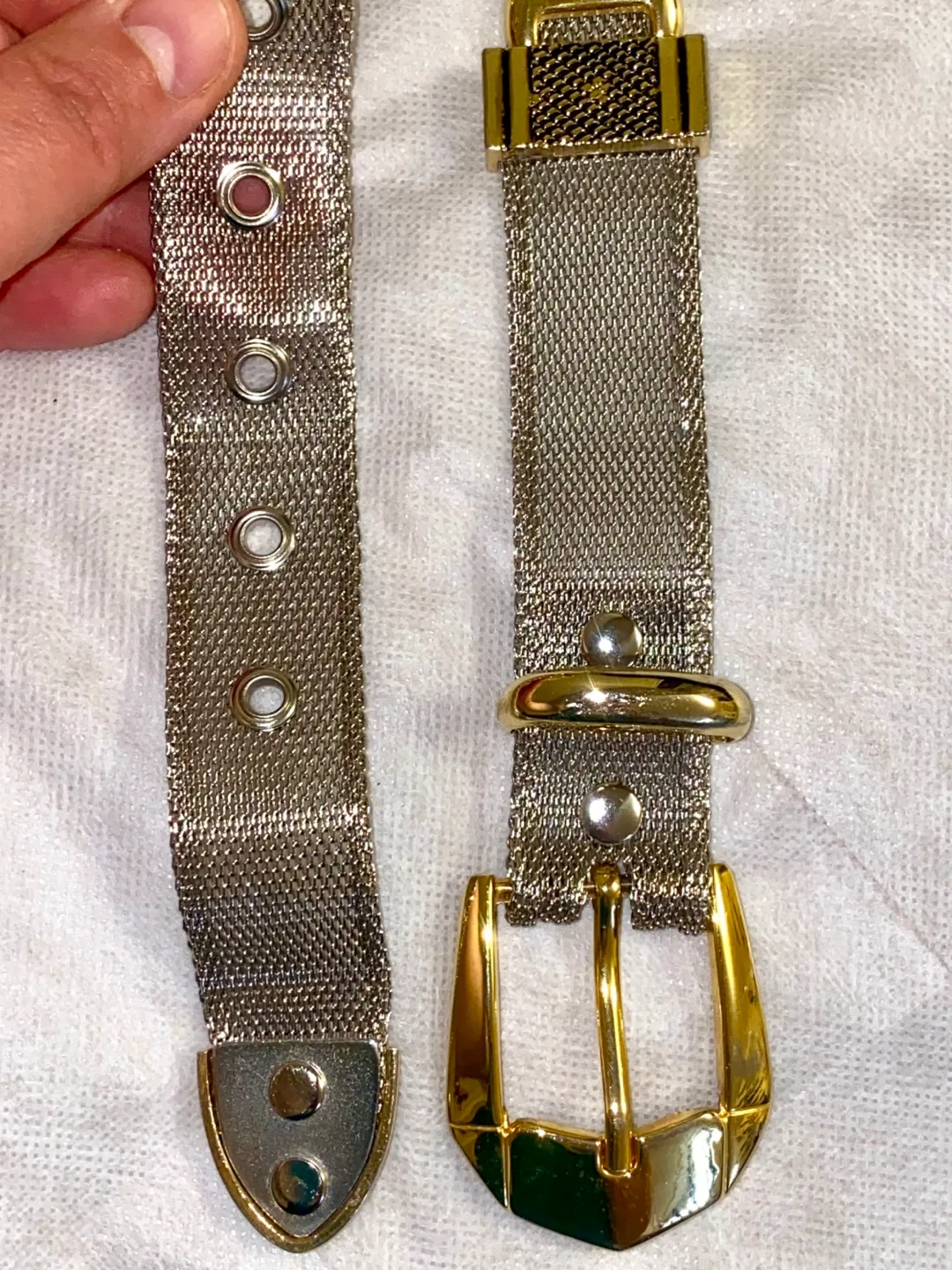 Gold mesh leopard print belt image indicator(3)