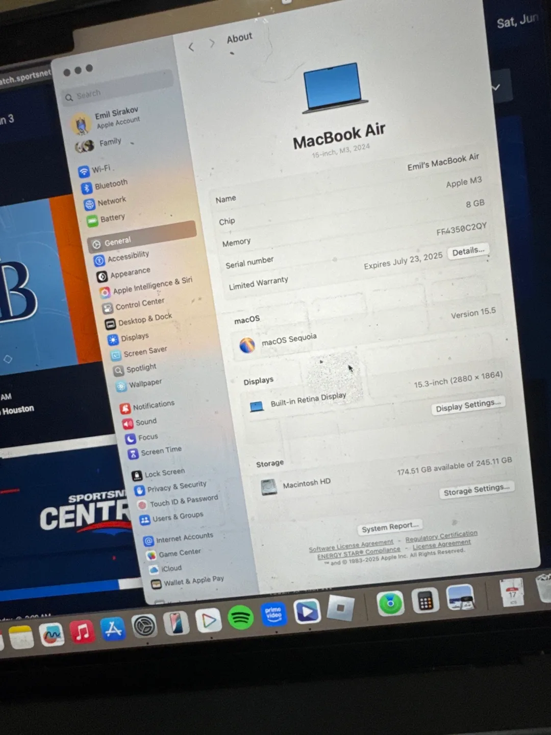MacBook Air 15-inch M3 8MB/256GB SSD image indicator(3)