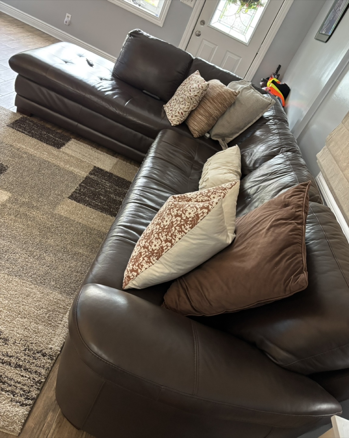 Brown Leather Sectional Sofa - photo 2