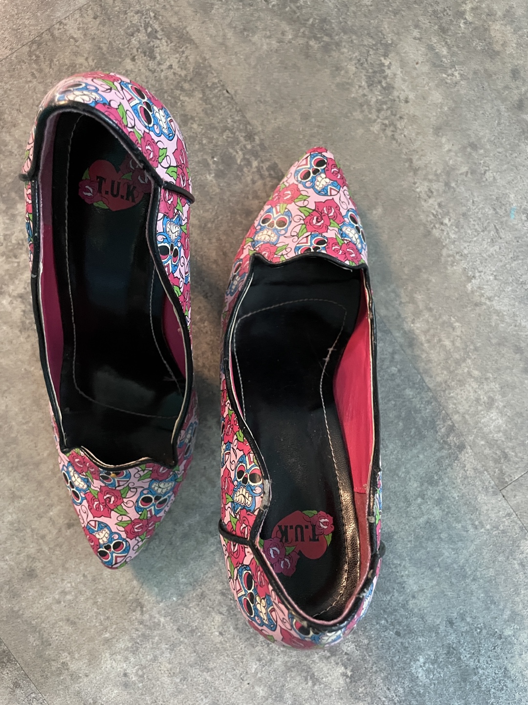 T.U.K. Skull Floral Heels