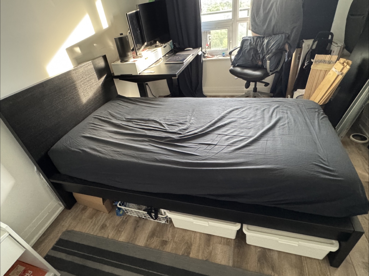 Twin bed frame with storage drawers