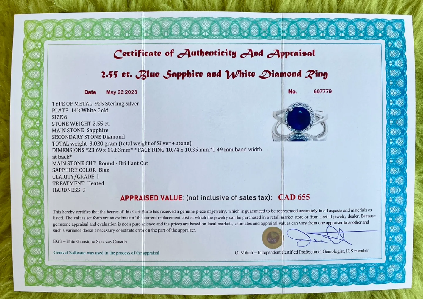 Blue Sapphire & White Diamond 💍 Ring (Jewelry) image indicator(7)
