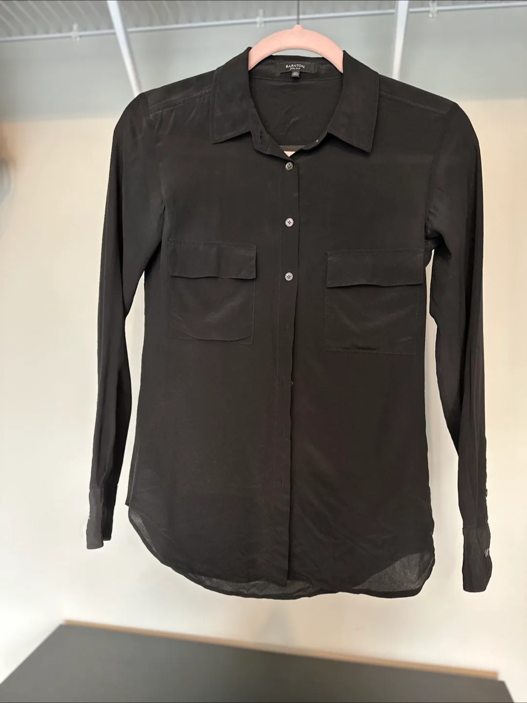 Babaton Black Silk Button-Up Shirt 100% Silk thumbnail