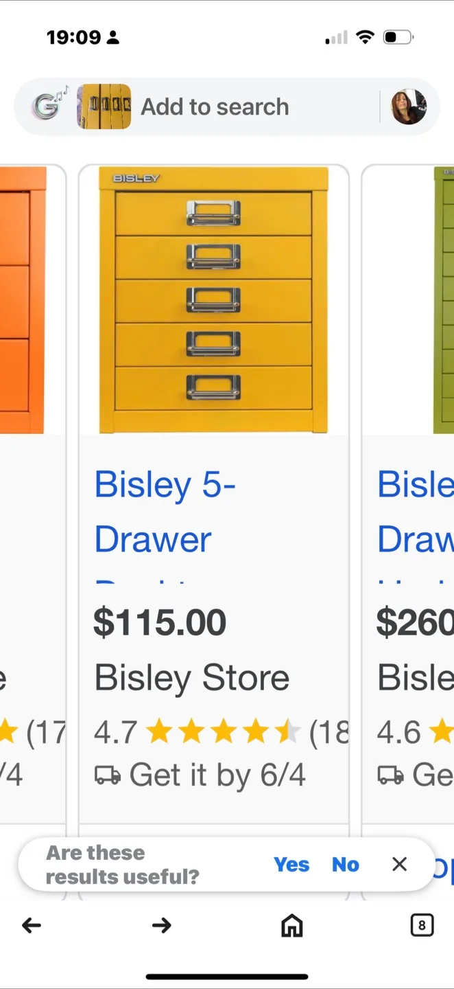 Bisley Yellow 5-Drawer File Cabinet image indicator(2)