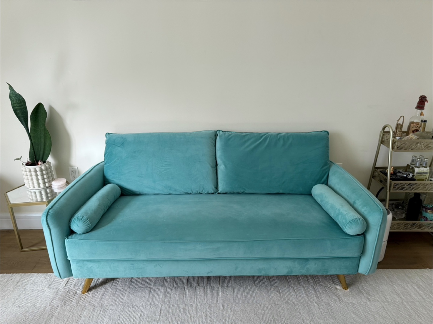 Mint Velvet Sofa with Bolster Pillows - for best offer