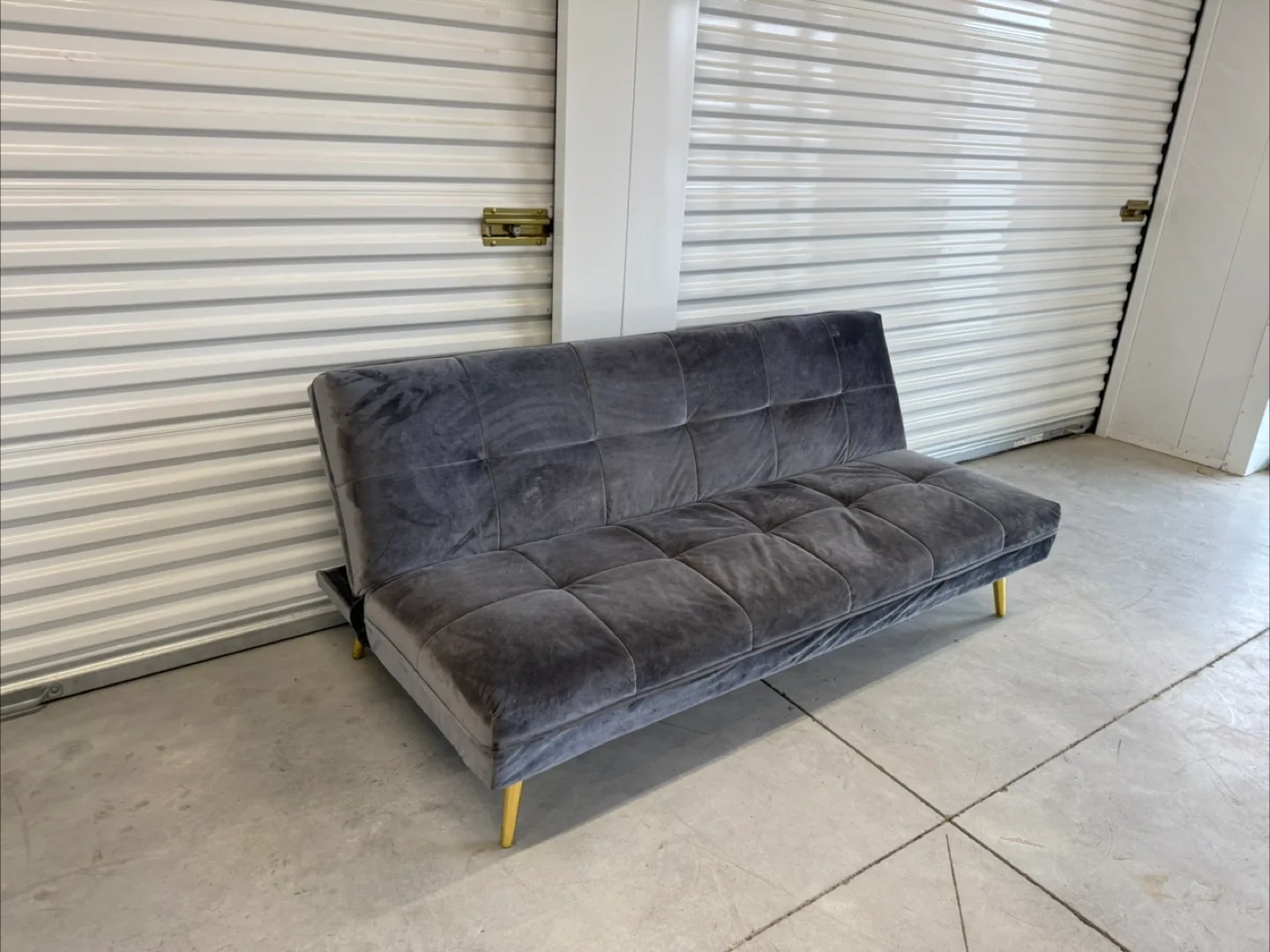 Structube Grey Futon with Gold Legs (DELIVERY AVAILABLE) thumbnail