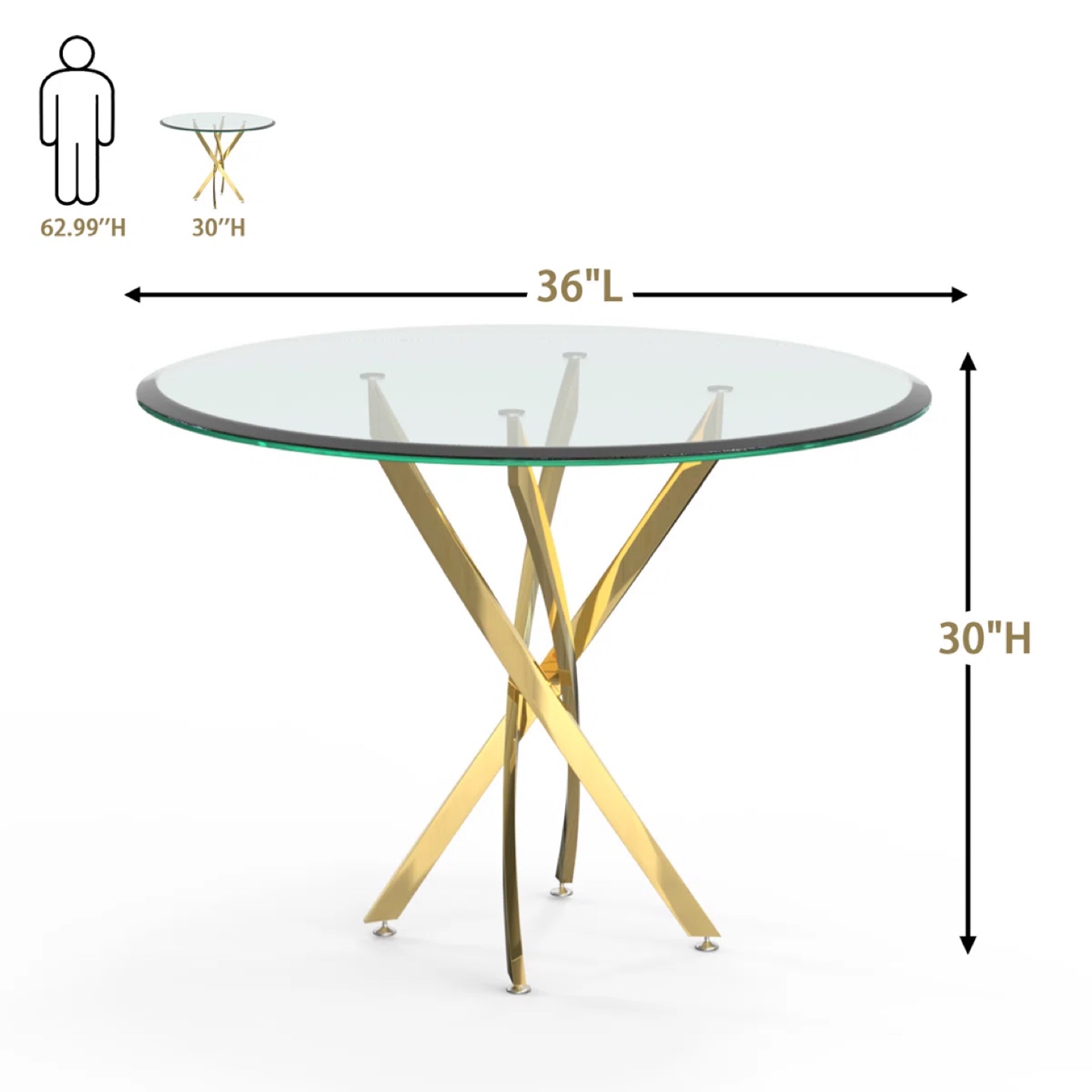 Wayfair Round Glass Dining Table with Gold Base - photo 3