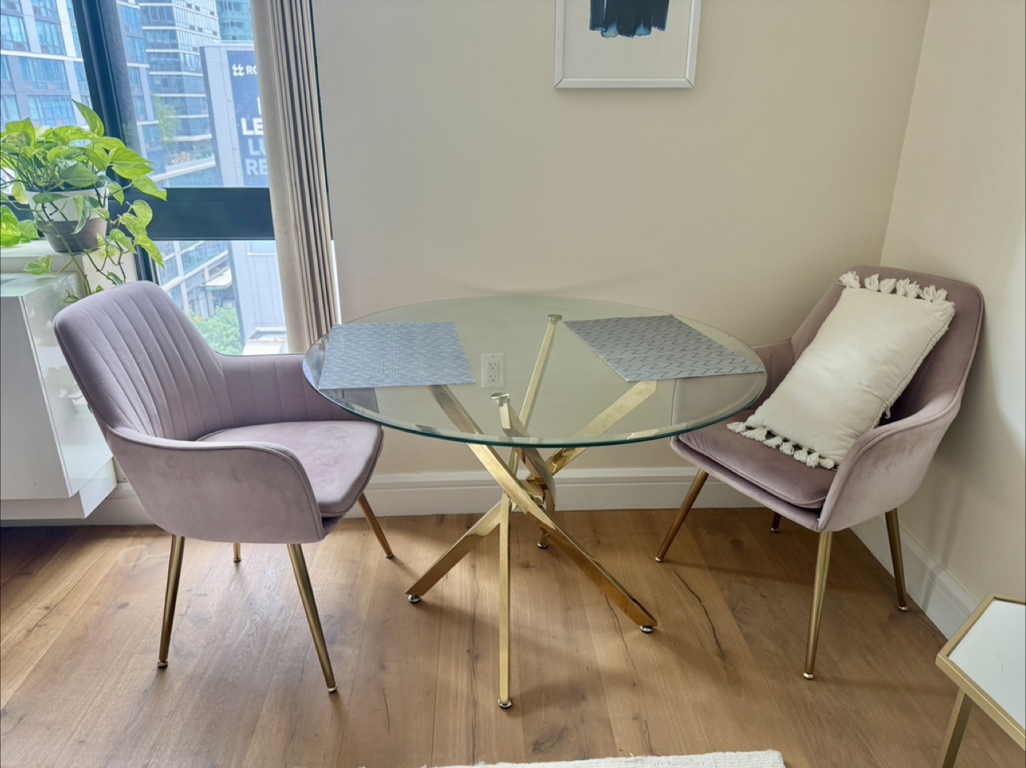 Wayfair Round Glass Dining Table with Gold Base - photo 2